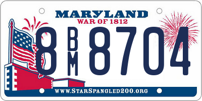 MD license plate 8BM8704