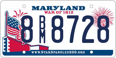 MD license plate 8BM8728