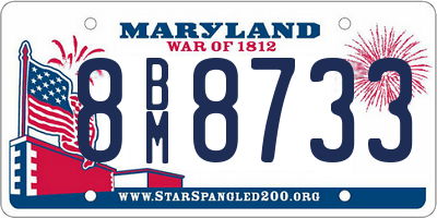 MD license plate 8BM8733