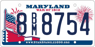 MD license plate 8BM8754