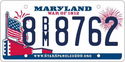 MD license plate 8BM8762