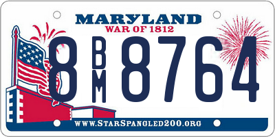 MD license plate 8BM8764