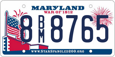 MD license plate 8BM8765