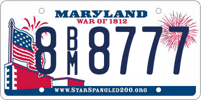 MD license plate 8BM8777