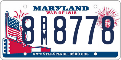 MD license plate 8BM8778