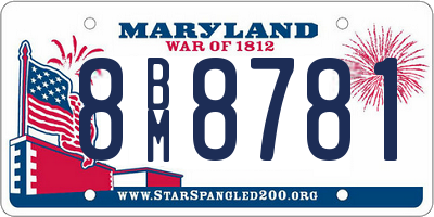 MD license plate 8BM8781