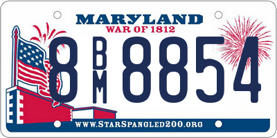 MD license plate 8BM8854