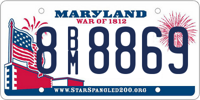 MD license plate 8BM8869