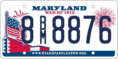 MD license plate 8BM8876