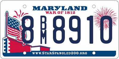 MD license plate 8BM8910