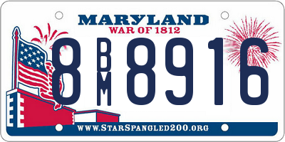MD license plate 8BM8916