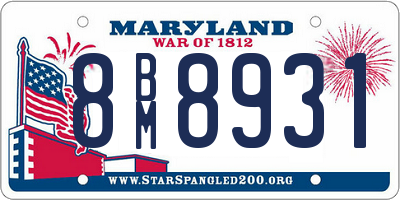 MD license plate 8BM8931