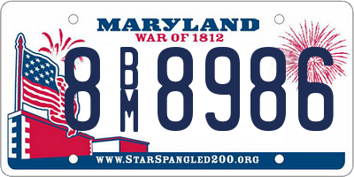 MD license plate 8BM8986