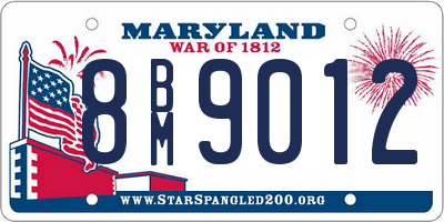 MD license plate 8BM9012