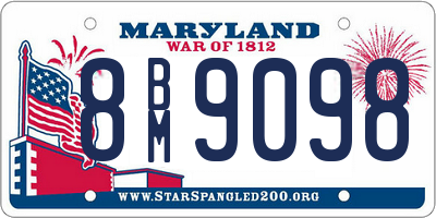 MD license plate 8BM9098