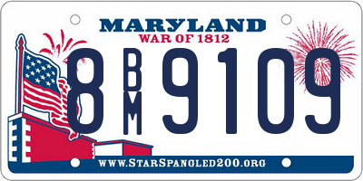 MD license plate 8BM9109