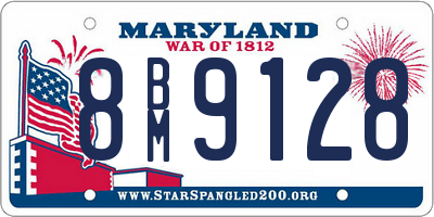 MD license plate 8BM9128