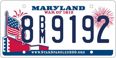 MD license plate 8BM9192