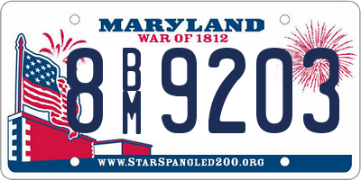 MD license plate 8BM9203