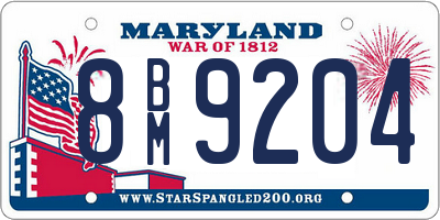 MD license plate 8BM9204