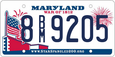 MD license plate 8BM9205