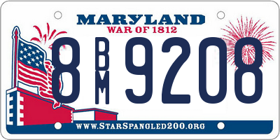 MD license plate 8BM9208