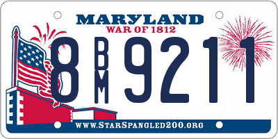 MD license plate 8BM9211