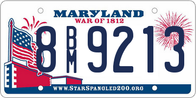 MD license plate 8BM9213