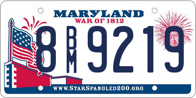 MD license plate 8BM9219