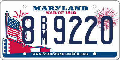 MD license plate 8BM9220