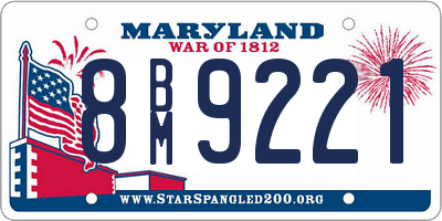 MD license plate 8BM9221