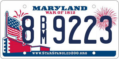 MD license plate 8BM9223