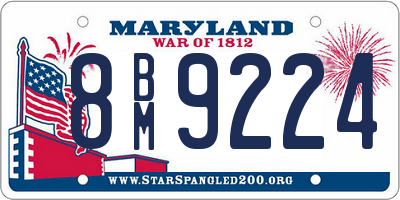 MD license plate 8BM9224