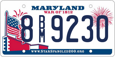 MD license plate 8BM9230