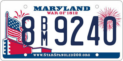 MD license plate 8BM9240