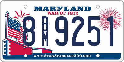 MD license plate 8BM9251