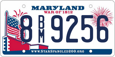 MD license plate 8BM9256