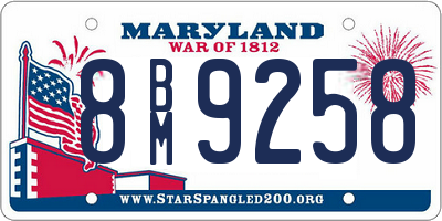 MD license plate 8BM9258