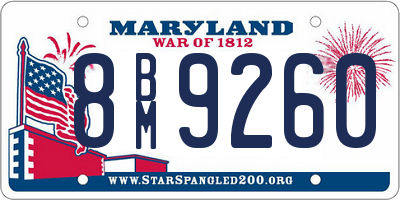 MD license plate 8BM9260