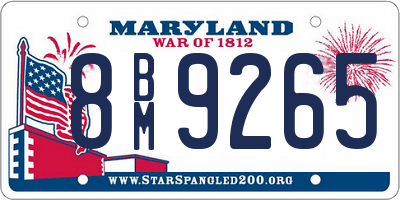 MD license plate 8BM9265