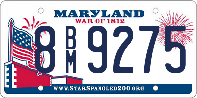 MD license plate 8BM9275