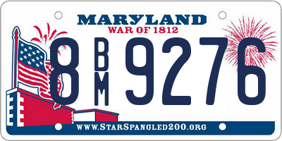 MD license plate 8BM9276