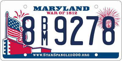 MD license plate 8BM9278