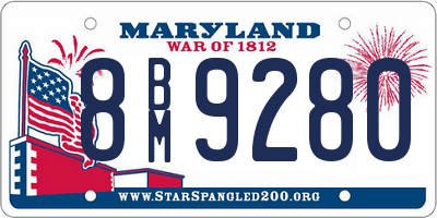 MD license plate 8BM9280