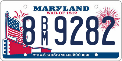 MD license plate 8BM9282
