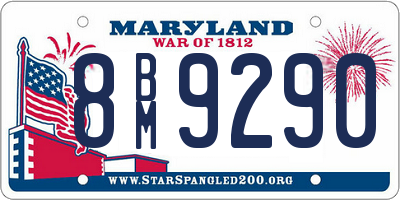 MD license plate 8BM9290