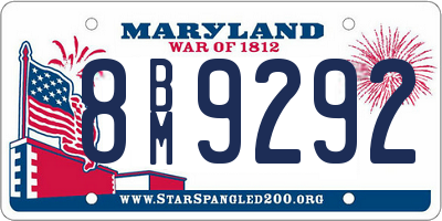 MD license plate 8BM9292