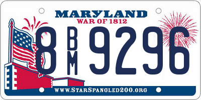 MD license plate 8BM9296