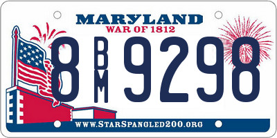 MD license plate 8BM9298