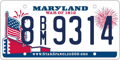 MD license plate 8BM9314